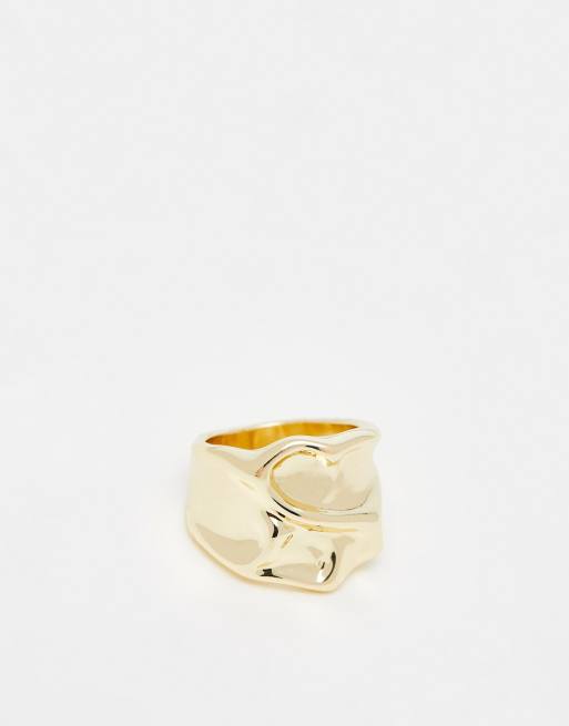Pieces - Ring met vervormd effect in goud