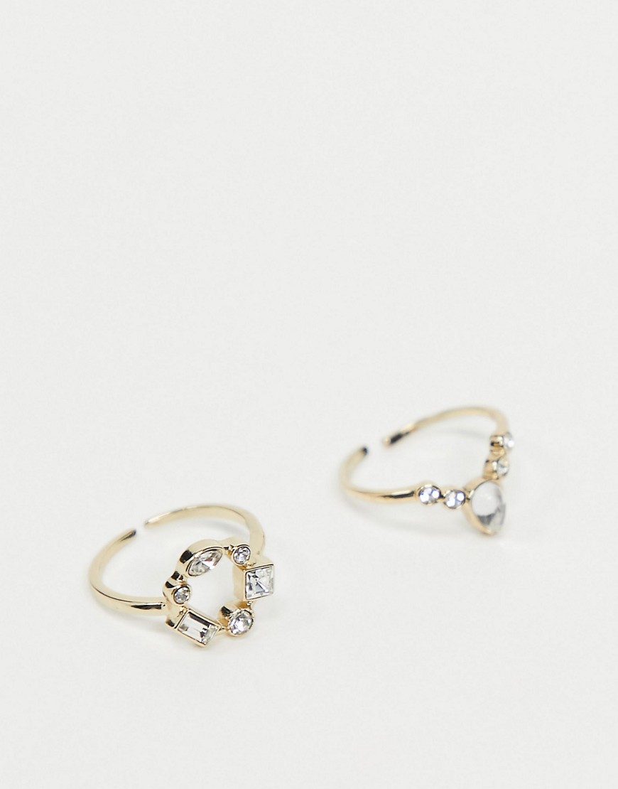 Pieces Ring With Embellished Gem Stones In Gold