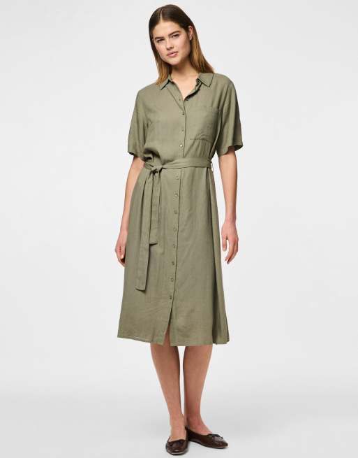 Pieces - Robe chemise - Vert lichen foncé