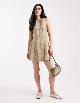 Robe courte sans manches en jean - Imprimé serpent-Multicolore L