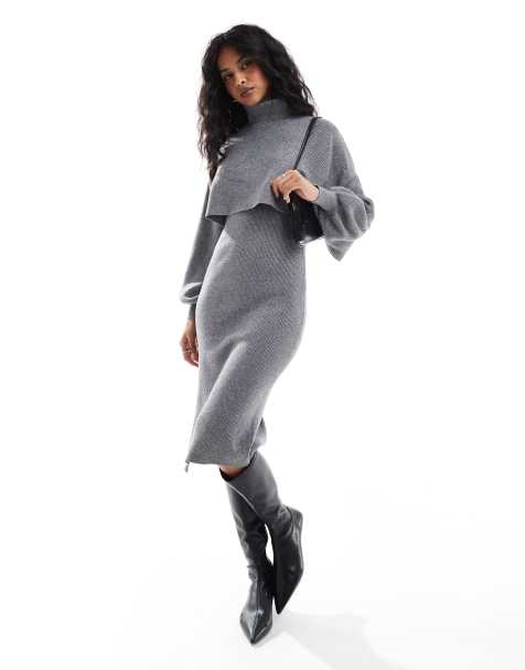 Pieces - Robe d'ensemble mi-longue en maille pailletée - Argenté - view 1