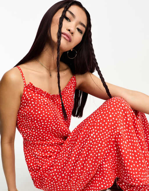 Robe longue discount rouge à pois