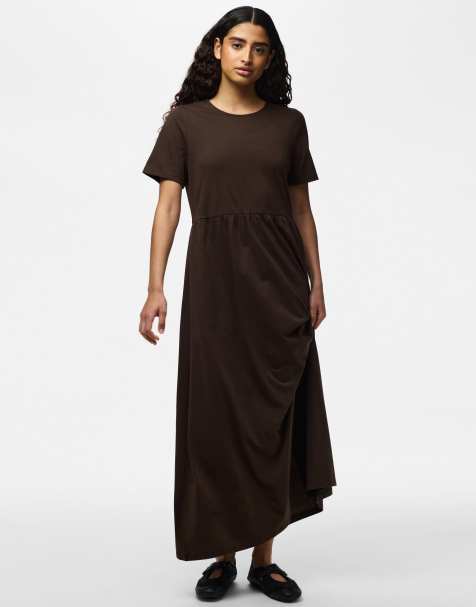 Pieces - Robe longue - Chocolat - view 1