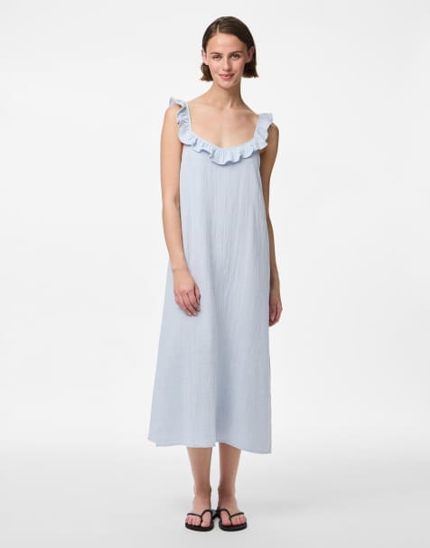 Pieces - Robe mi-longue - Bleu clair - view 1