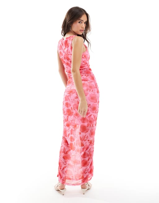 Pieces - Robe mi-longue froncée à imprimé fleurs, 3 de 4