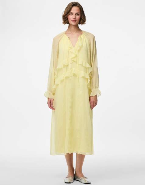 Pieces - Robe mi-longue - Jaune pâle - view 1