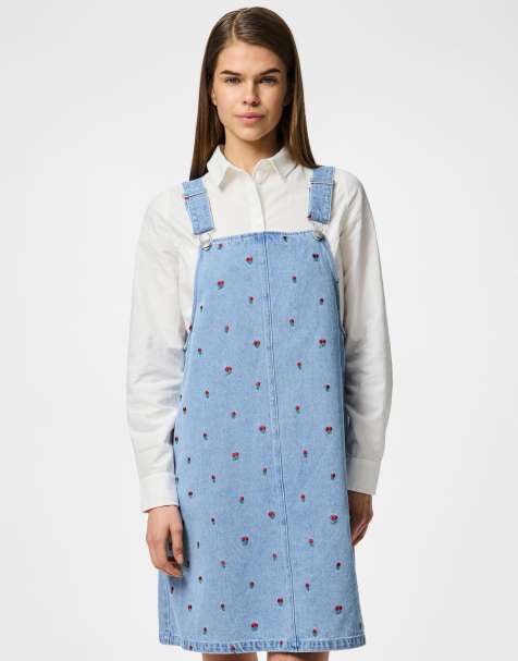 Pieces - Robe salopette en jean - Bleu moyen - view 1