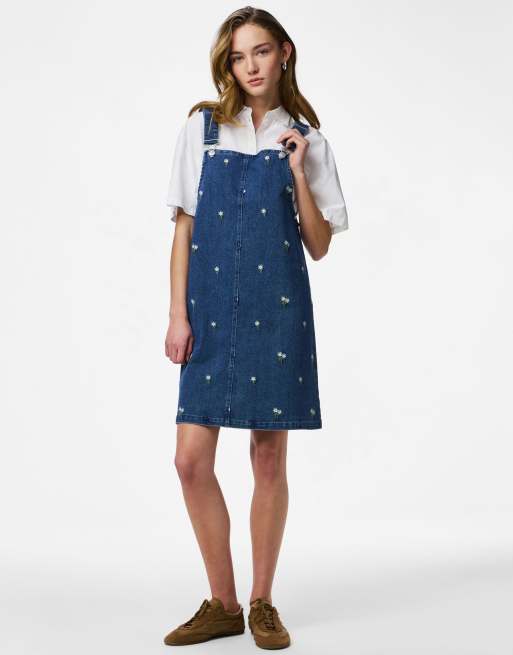 Pieces - Robe salopette en jean - Bleu moyen, 3 de 6