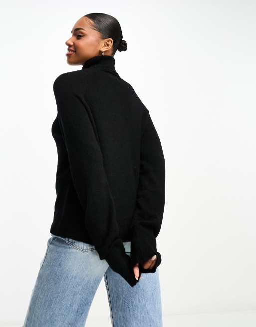 Pieces roll neck jumper in black | ASOS