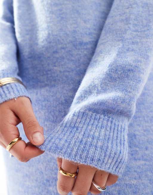 Pieces roll neck midi sweater dress in hydrangea blue, 4 of 4