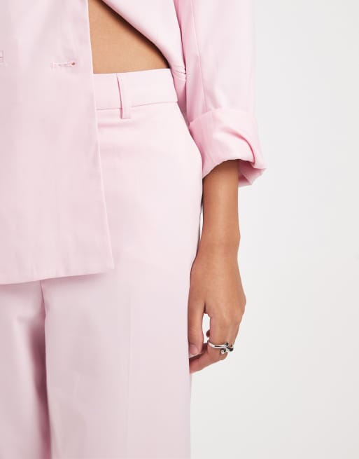 Pieces – Rosa, figursydda byxor med vida ben och hög midja, del av set, 4 av 5