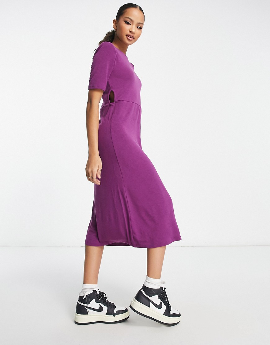 Pieces rosa maxi dress with cut out detail in purple
