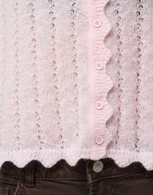 Pieces – Rosa, stickad kofta, 4 av 7