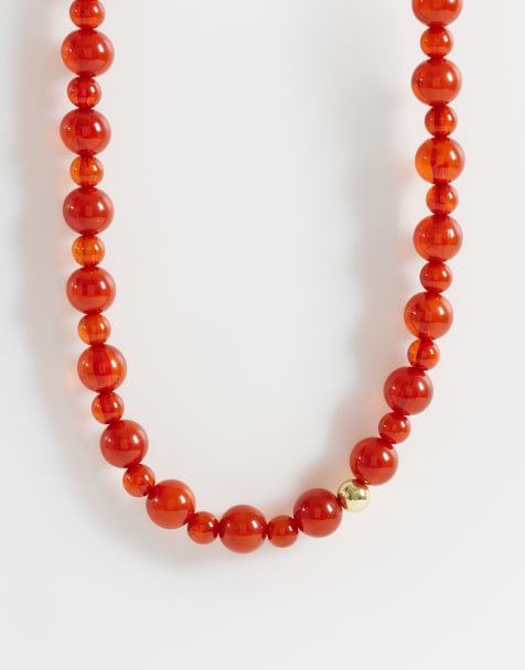 Pieces – Rött pärlhalsband - view 1