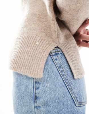 Pieces Round Neck Sweater In Neutral
