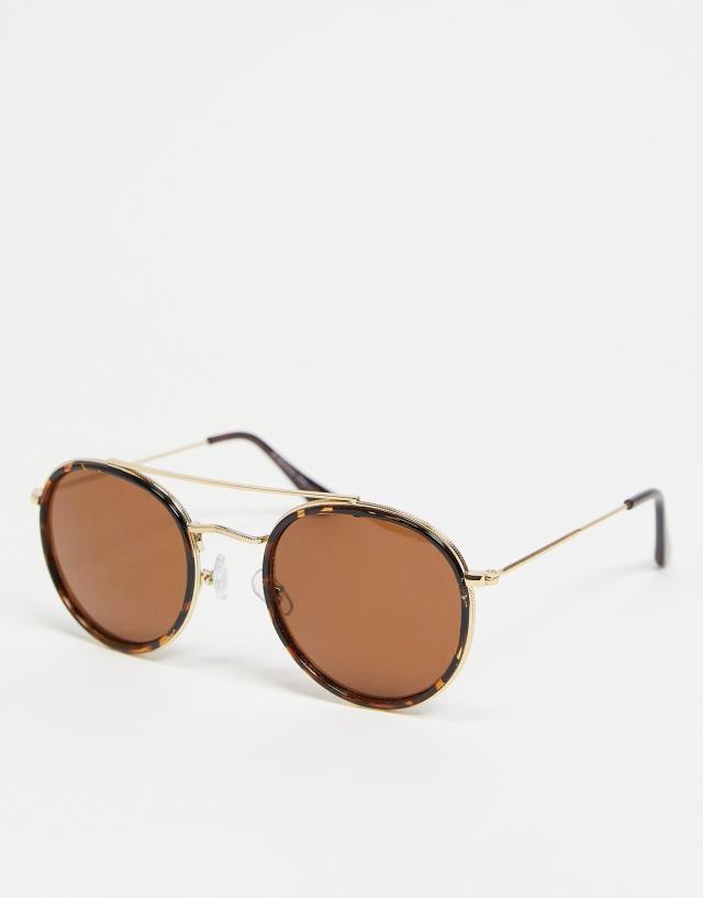 Pieces round sunglasses in tortoiseshell