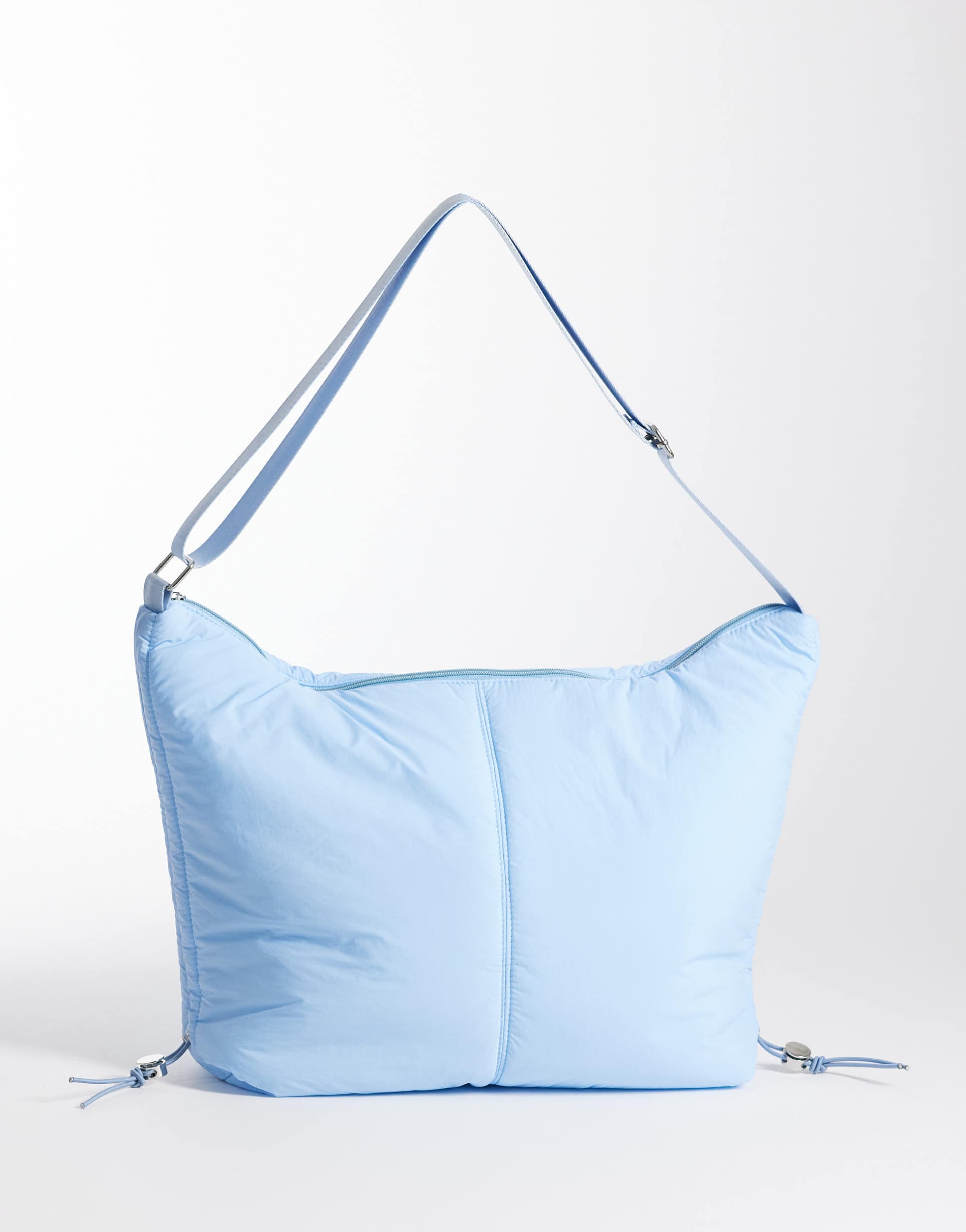 pieces ruched crossbody bag in powder blue