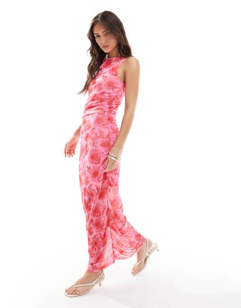 Pieces ruched midi dress in bold floral print - view 1