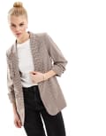 [Pieces] Pieces ruched sleeve blazer in check-Multi L CHECK