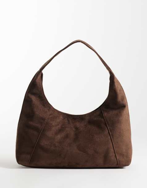 Pieces - Sac souple en imitation daim - Marron café - view 1