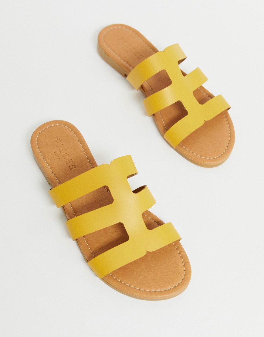 Pieces - sandali in pelle-giallo