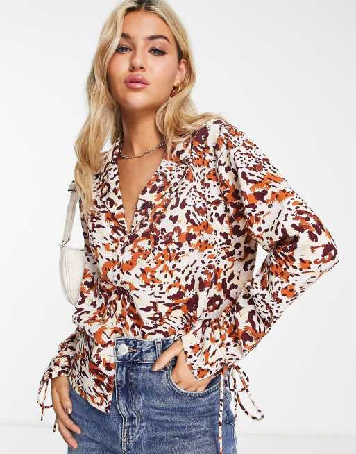 Pieces - Sascha - Overhemd met print en gestrikte mouwen