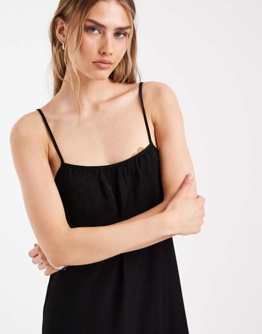 Pieces satin cami maxi dress in black, 2 of 4
