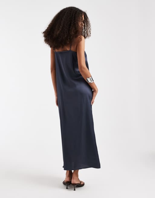 PIECES satin cami maxi dress in ombre blue, 3 of 4