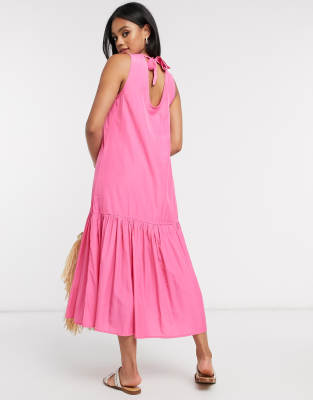 pink maxi satin dress