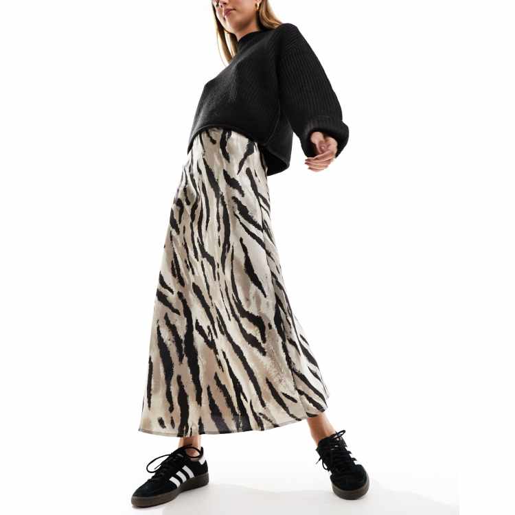 Light leopard 2024 print midi skirt