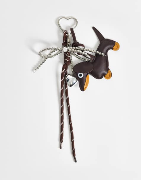 Pieces sausage dog bag charm in brown - view 1