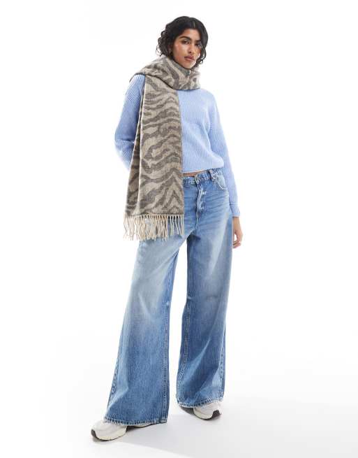 Pieces scarf in brown zebra print