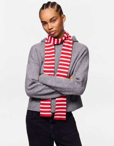 Pieces Scarf in red and white stripes - view 1