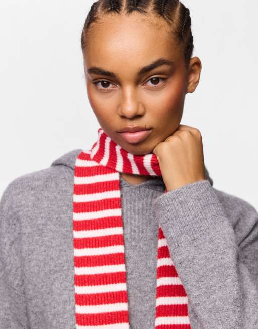 Pieces scarf med röda och vita ränder, 2 av 5