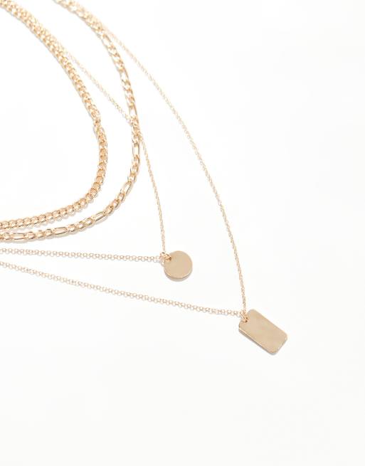 Pieces - Schakelketting met meerdere rijen en hangertje in goud, 2 van 3