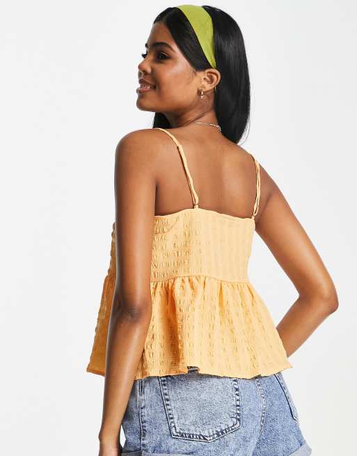 Pieces – Schößchen-Camisole in Pfirsich mit Struktur, 3 von 4