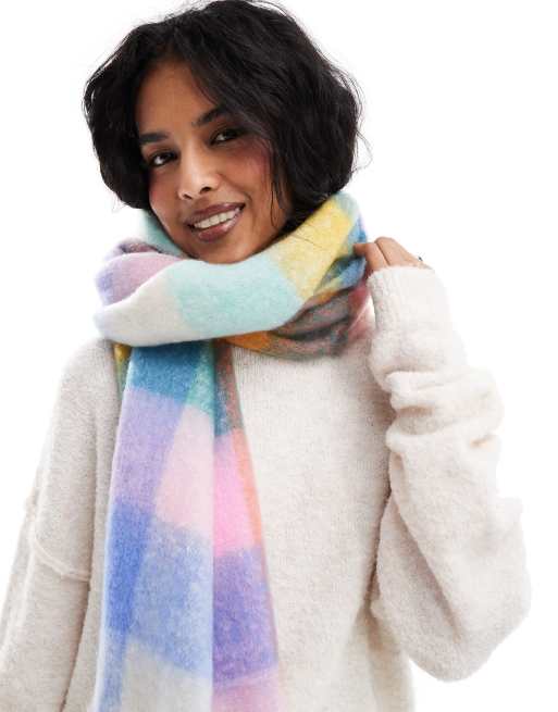 Ever Bloom Sciarpa Quadri Donna – Autunno Inverno, Morbida E Calda, Mista Cotone E Viscosa, Colore Blu Chiaro