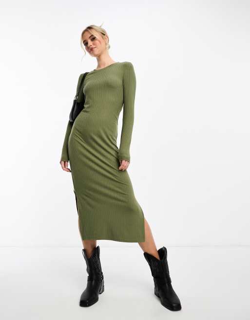 Khaki bodycon store midi dress