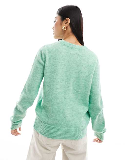 Pieces scoop neck sweater in green