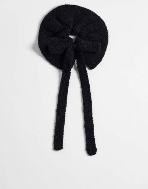 Pieces scrunchie lavorato a maglia con dettaglio fiocco nero