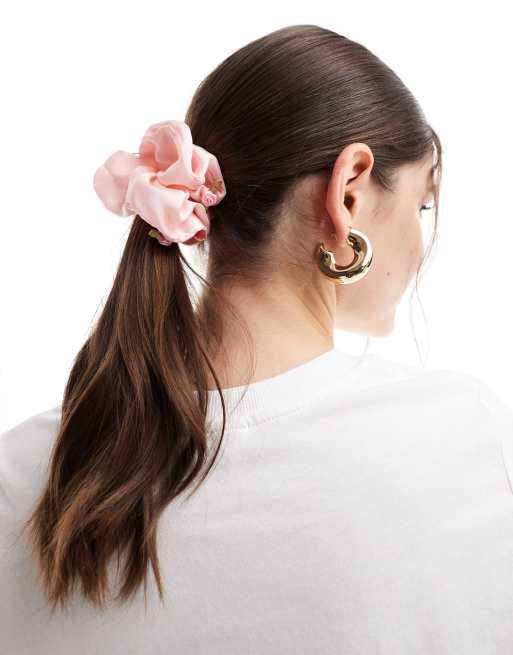 Pieces - Scrunchie met roosjes in roze