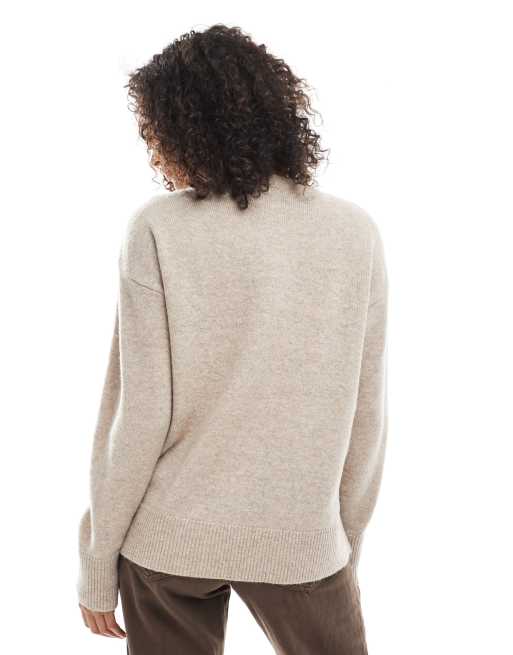 Pieces seam detail knitted jumper in beige melange, 2 of 4