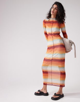 seam detail maxi dress in multi ombre