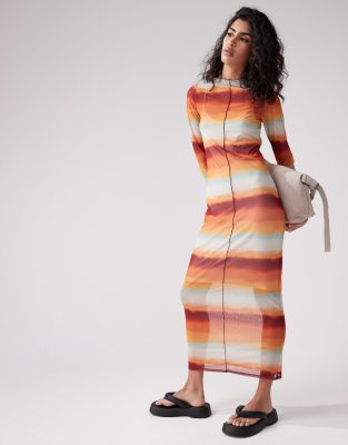 Pieces seam detail maxi dress in multi ombre