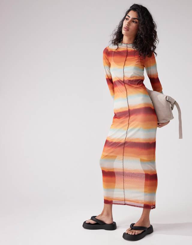 Pieces - seam detail maxi dress in multi ombre