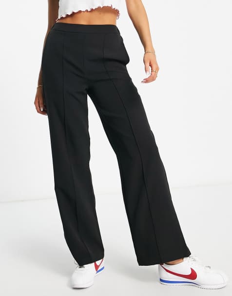 Pieces seam detail wide leg pants in black - view 1