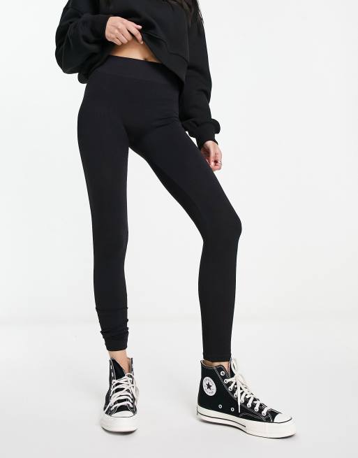 ASOS DESIGN ribbed leggings in black