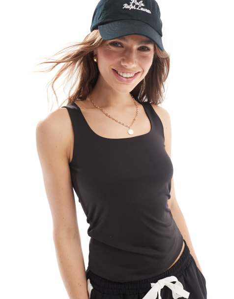 Pieces seamless slinky reversible tank top in black - view 1