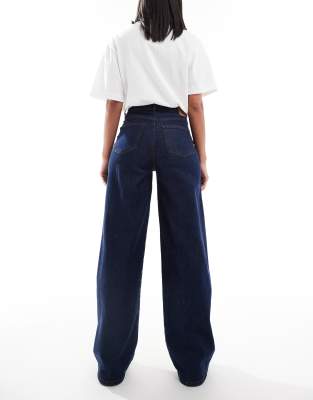 Pieces Selma High Waisted Wide Leg Jeans In Blue