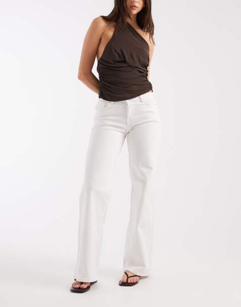 PIECES - Selma - Hvide lavtaljede jeans med brede ben i denim - view 1